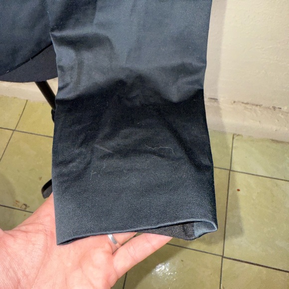 BCBGMAXAZRIA Black Satin Lapel Blazer Cropped Open Front Jacket- Large - Picture 5 of 11